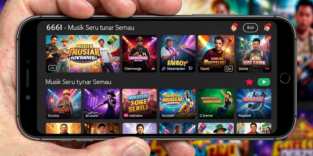 Tampilan gameplay interaktif 666I dengan berbagai lagu menarik.