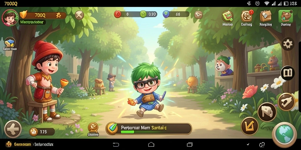 Tangkapan layar gameplay yang menarik dan penuh warna dari 700Q.