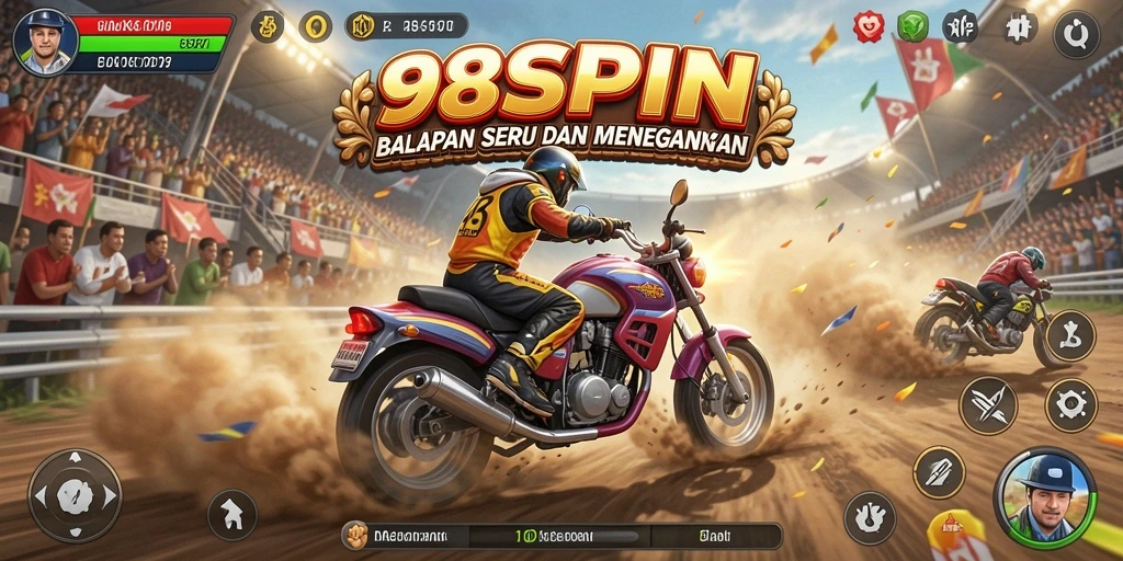 Gameplay menegangkan di 98SPIN dengan mobil balap yang cepat.