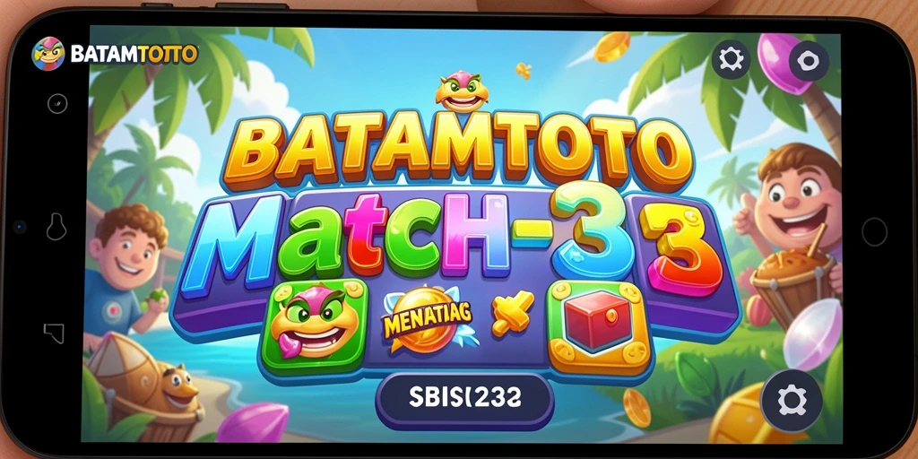 Tampilan menarik gameplay Match-3 di BATAMTOTO yang penuh warna.