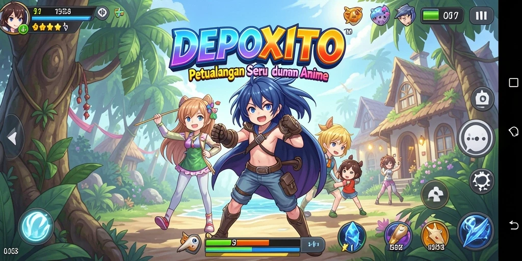 Screenshot gameplay DEPOXITO menampilkan aksi seru dalam dunia anime.