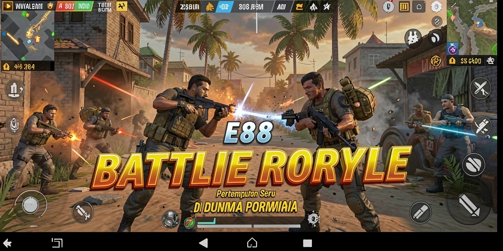 Gameplay seru E88 dengan pertempuran Battle Royale yang mendebarkan.