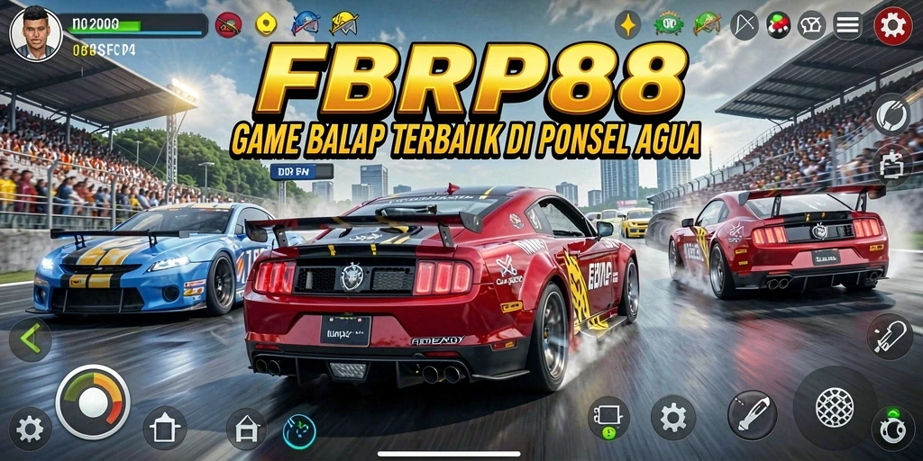 Screenshot gameplay FBRP88 yang menunjukkan aksi balapan seru.