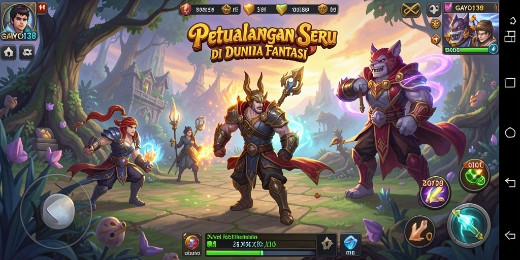 Screenshot GAYO138 menunjukkan petualangan mendebarkan di dunia fantasi.