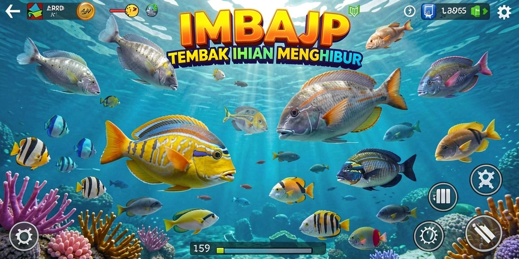 Tampilan gameplay Tembak Ikan IMBAJP yang seru dan mengasyikkan.