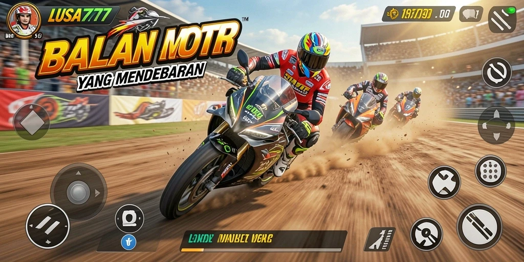 Tampilan gameplay LUSA777 yang mendebarkan dalam balapan motor.