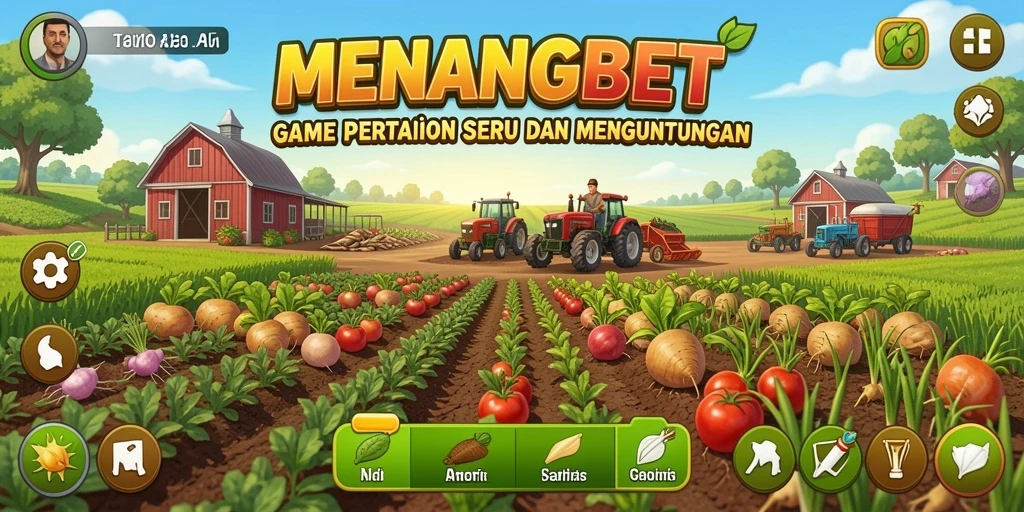 Tampilan gameplay <strong>MENANGBET</strong> dengan grafis pertanian yang indah dan interaksi yang menarik.