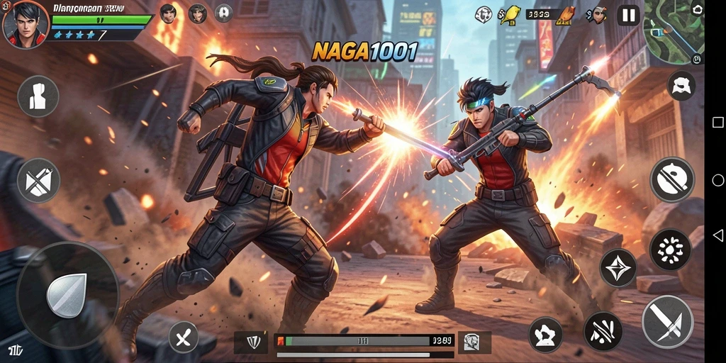 Tampilan gameplay NAGA1001 yang mendebarkan saat bertarung.