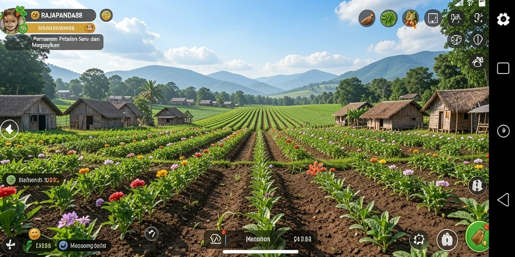 Tampilan gameplay seru dengan aktivitas pertanian yang menyenangkan.