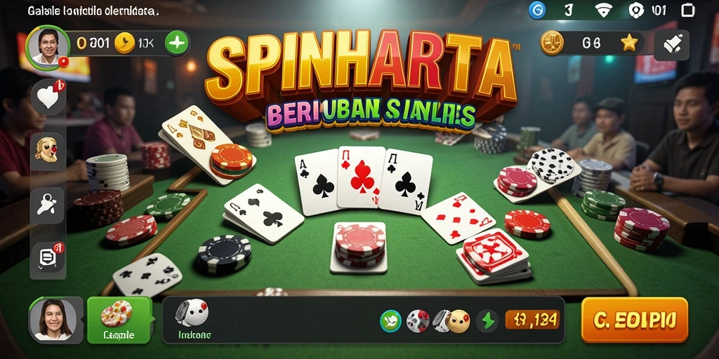 Tampilan gameplay SPINHARTA dengan serunya permainan Gaple.
